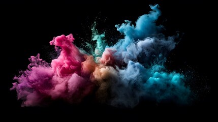 Poster - Very aesthetic colorful smoke background on black background