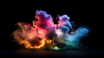 Poster - Very aesthetic colorful smoke background on black background