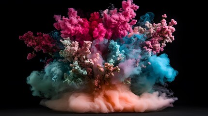 Poster - Very aesthetic colorful smoke background on black background