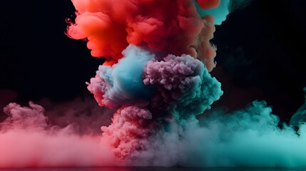 Poster - Very aesthetic colorful smoke background on black background