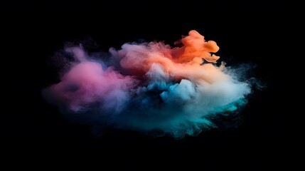 Poster - Very aesthetic colorful smoke background on black background