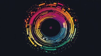 Poster - Vibrant circular diagrams showing synthetic data generation for machine learning.