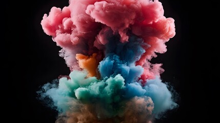 Poster - Very aesthetic colorful smoke background on black background