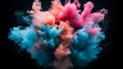 Poster - Very aesthetic colorful smoke background on black background