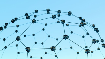 Aufkleber - Abstract Geometric Network Structure with Black Nodes