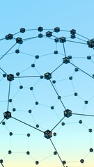 Fototapete - Abstract Geometric Network Structure with Black Nodes