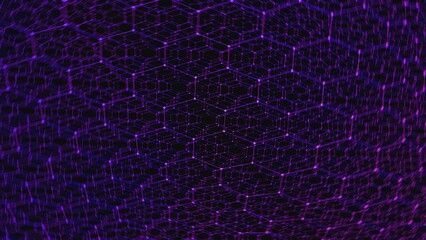 Leinwandbilder - Futuristic Hexagonal Grid with Purple Neon Glow