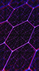 Leinwandbilder - Futuristic Hexagonal Grid with Purple Neon Glow