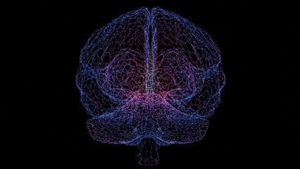 Poster - Abstract Digital Brain Wireframe with Multicolor Gradient
