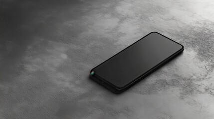 Wall Mural - Blank mockup template of a modern smartphone placed on a plain gray surface, surrounded by soft lighting and minimalist design.
