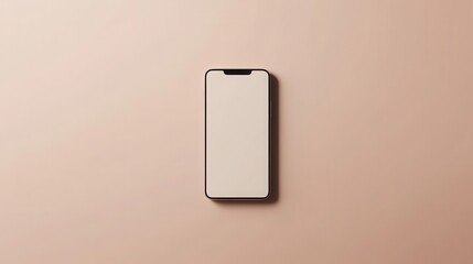 Wall Mural - Blank mockup template of a sleek smartphone on a plain beige background, with minimalistic design and soft shadows.