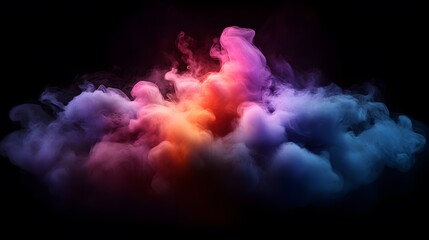 Poster - Very aesthetic colorful smoke background on black background