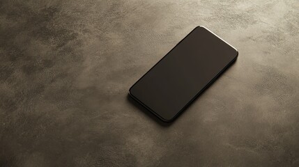 Wall Mural - Blank mockup template of a sleek smartphone on a smooth taupe surface, with simple lighting and minimalistic textures.