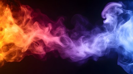Poster - Very aesthetic colorful smoke background on black background