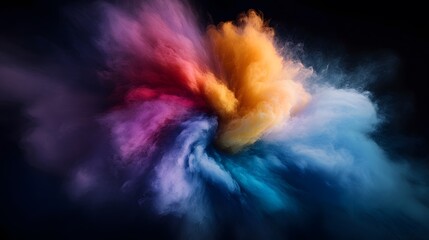 Poster - Very aesthetic colorful smoke background on black background