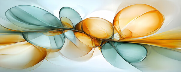 Poster - Abstract teal orange forms flow, white background, wall art