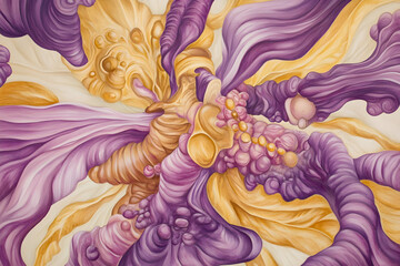 Poster - Abstract purple gold fluid art canvas wall decor