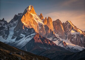 Wall Mural - Majestic Fishtail Mountain Sunrise: Panoramic Landscape Photography