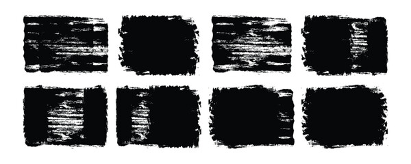 Fototapete - Set of grunge black paint, ink brush strokes. brush collection. Trendy brush stroke for black ink paint, grunge background, watercolor design and dirty texture.