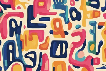 Aufkleber - Colorful abstract design featuring bold shapes and lines creating a vibrant and dynamic pattern in a seamless layout. Generative AI
