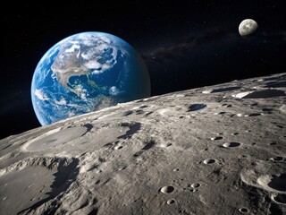 Wall Mural - Majestic Moon in Deep Space: Breathtaking Drone Shot from Lunar Orbit