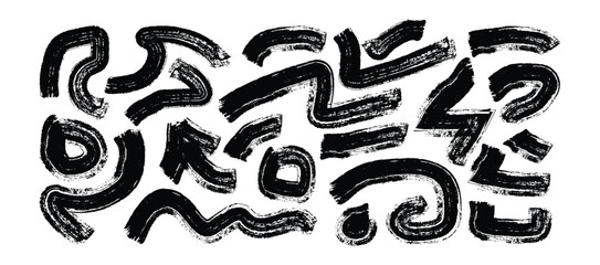 Fototapete - Brush drawn rectangles and asterisk. Hand drawn vector geometric shapes, stripes and lines. Vector trendy illustration.