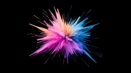 Poster - Chaotic Explosion in Bright Colors Against Black Background