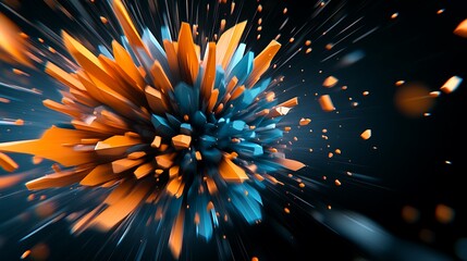 Poster - Chaotic Explosion in Bright Colors Against a Dark Background
