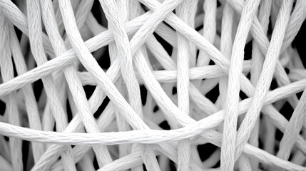 Poster - Intricate White Rope Texture Against a Dark Background