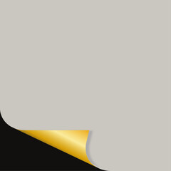 Wall Mural - Gray page with golden corner curl.