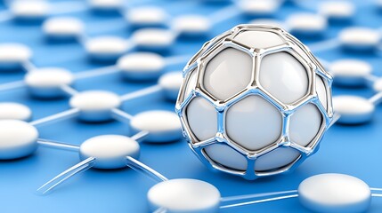 Poster - Futuristic Liquid Design with Clean White Sphere and Blue Background