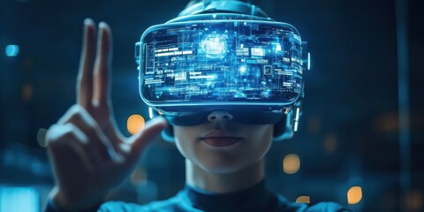 Poster - Innovative tech development by a focused professional in a modern office close-up shot of gadgets and devices