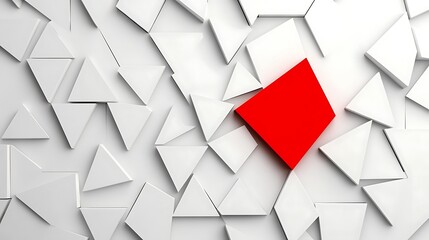 Poster - Minimalist Composition Featuring Clean White Shapes with Red Accent