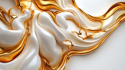 Poster - Surreal Abstract Design with Clean White and Gold Elements