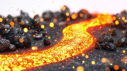 Poster - Surreal Clean White Style Depiction of Flowing Lava and Rocks