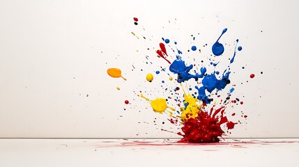 Poster - Dynamic Paint Explosion with Clean White Background and Vivid Colors