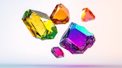 Poster - Colorful Floating Shards of Clean Crystals in Modern Style