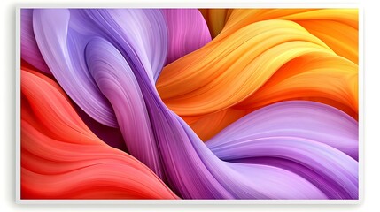 Poster - Flowing Silk Ribbons in Clean White Style with Vibrant Colors