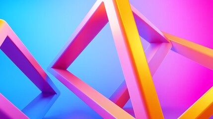 Poster - Clean white geometric shapes intersecting in vibrant colors