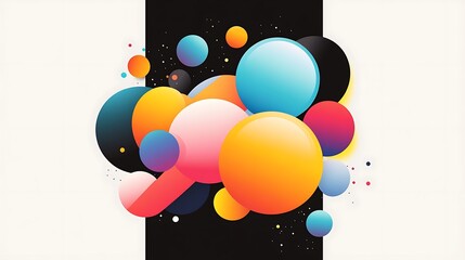 Poster - Intersecting Geometric Shapes in Bright Colors and Clean White Background