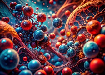 Wall Mural - Microscopic Bloodstream: Hemoglobin Molecules in Vivid Detail