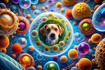 Wall Mural - Microscopic View of Canine Cells: A Detailed Study of Dog Cell Structure