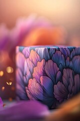 Canvas Print - Close-up of a floral-patterned box. Purple and pink hues create a soft, romantic mood.