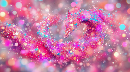 Leinwandbilder - Pink Glittering Abstract Swirl: A Dreamy, Sparkling Design