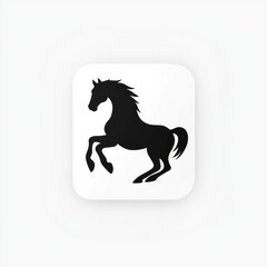 Poster - Silhouette of a rearing horse on a white background.  Possible use Book cover, website icon, mobile app icon