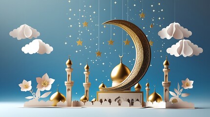 Wall Mural - islamic mosque in the night ai generative