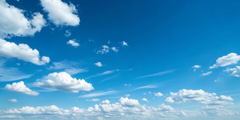 Wall Mural - Minimalist Blue Sky with Fluffy White Clouds - Serene Nature Background