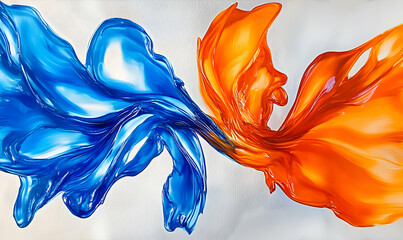 Poster - Abstract blue orange paint swirls, studio backdrop, design element
