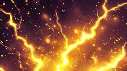 Aufkleber - A vibrant abstract background with dynamic yellow lightning sparks in an anime-inspired cartoon style, glowing with intense energy.