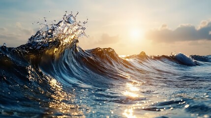 Aufkleber - Ocean waves gently curving at sunset abstract scene nature tranquil environment serene viewpoint calm concept